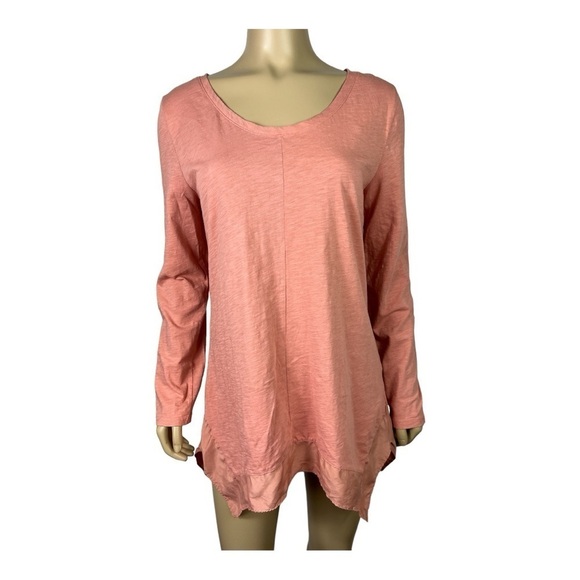Garnet Hill Blush Organic Cotton/Silk Trimmed Top Handkerchief Hem Sz M - Picture 1 of 8